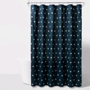 New Threshold Shower Curtain Navy Floral Dot